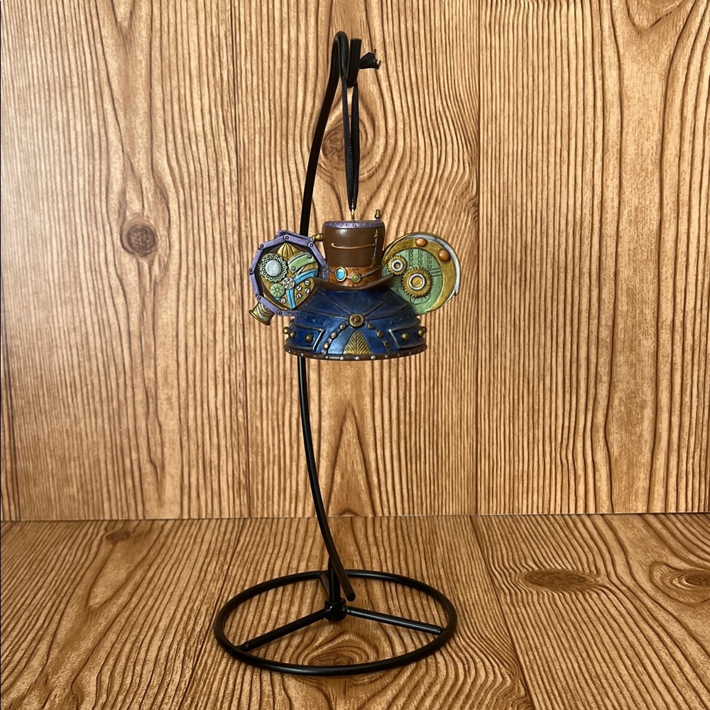 EUC Disney Parks Retired Blue Top Hat Steampunk Mechanical Mask Ear Hat Ornament